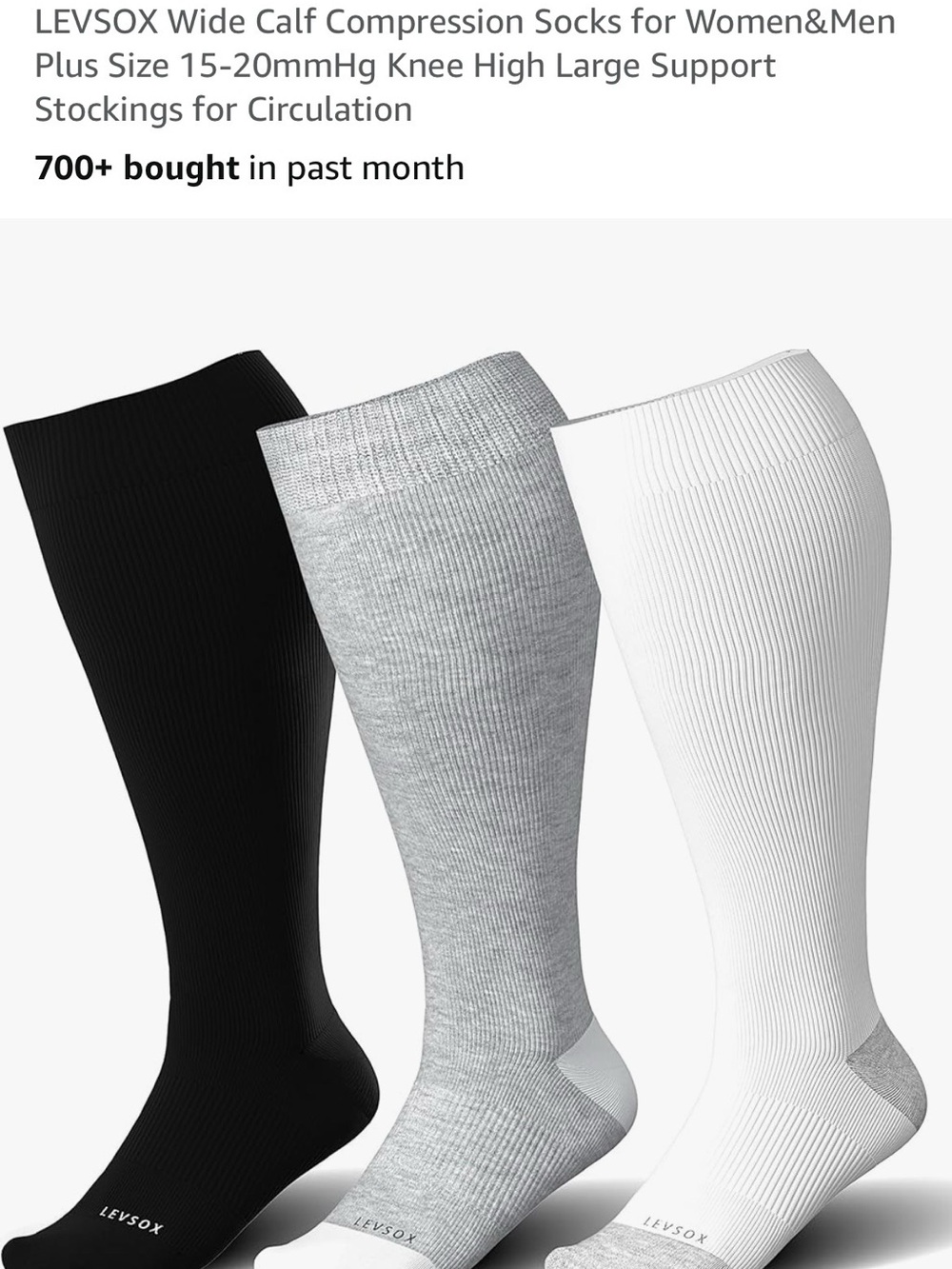 Wide Calf Compression Socks for Women&Men Plus Size 15-20mm knee high
